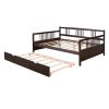 Full Size Pine Wood Daybed with Twin Hideaway Trundle – Multi-Functional Sofa & Bed