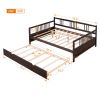 Full Size Pine Wood Daybed with Twin Hideaway Trundle – Multi-Functional Sofa & Bed