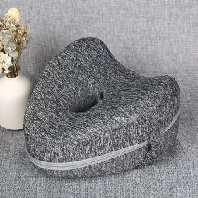 Ergonomic Memory Foam Knee Pillow with Washable Cover (Color: Grey)