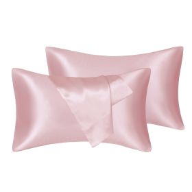 Artificial Silk Pillowcases – Soft Silky Luxury Bedding (Option: Pink-Standard 20X26in-1pcs)