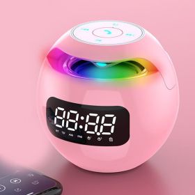 Wireless Portable Speaker with Clock, Alarm & Color Atmosphere Light (Model: Clock Version, Color: Pink)