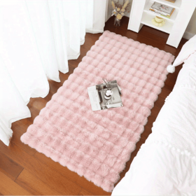 Soft Plush Shaggy Bubble Velvet Area Rug – Non-Slip & Washable Carpet (Color: Lotus Color, size: 23.62*47.24inch)