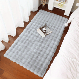 Soft Plush Shaggy Bubble Velvet Area Rug – Non-Slip & Washable Carpet (Color: Grey, size: 23.62*47.24inch)