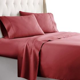 Super Soft Microfiber Bed Sheet Set with Deep Pockets – Pillowcase, Flat & Fitted Sheets (Piece Type: 3 Piece 1800 Series Twin, Color: Red)