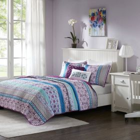 Intelligent Design Joni Reversible Quilt Set Global Print (Color: as Pic)