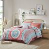 Loretta Medallion Boho Comforter & Sheet Set – Coral & Aqua, Full