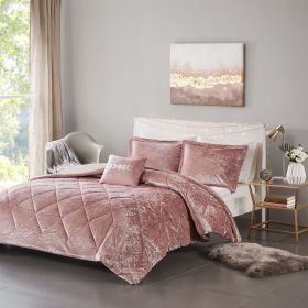Felicia Blush Quilted Velvet Duvet Cover Set – Twin/Twin XL (Color: as Pic)