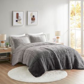 Brielle Ombre Shaggy Faux Fur Comforter Mini Set – Plush & Cozy, Twin (Color: as Pic)