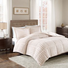 Duke Pleated Faux Fur Comforter Set – King/Cal King (Color: as Pic)
