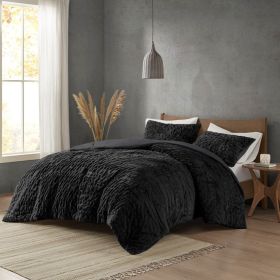 Blair Ruched Faux Fur Comforter Set – Full/Queen, Hypoallergenic & OEKO-TEX (Color: as Pic)