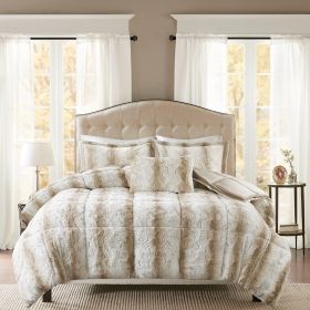 Zuri Faux Fur Comforter Set with Decorative Pillow – King (Color: as Pic)