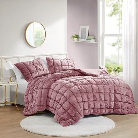 Velvet 3D Puff Box Quilted Down Alternative Comforter Set (Color: as Pic)