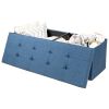 Foldable Storage Ottoman Bench with Divider – Dark Gray