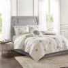 Malia 4-Piece Embroidered Cotton Reversible Duvet Cover Set