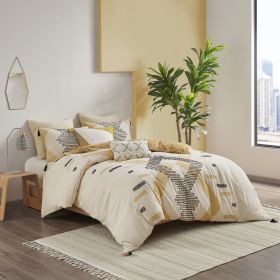 Arizona 3-Piece Cotton Duvet Cover Set – Southwestern Yellow & Grey (Color: as Pic)