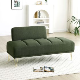 Modern Upholstered Bedroom Bench – Teddy Fabric with Gold Metal Legs (Color: as Pic)