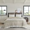 Mila Farmhouse Cotton Duvet Cover Set with Tufted Chevron Chenille – King/Cal King