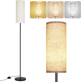 Minimalist Beige Standing Floor Lamp with Foot Switch – E26 Bulb Compatible (Color: Linen)