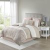 Shawnee Pieced Damask 8-Piece Comforter Set – Blush & Taupe, King