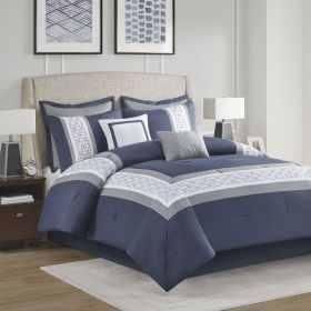 Powell 8-Piece Embroidered Comforter Set – King Size (Color: as Pic)