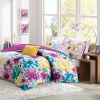Olivia Asymmetrical Floral Comforter Set – Vibrant Floral, King/Cal King