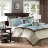 Genevieve Colorblock 7-Piece Comforter Set – Cal King, Neutral Taupe & Blue