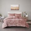 Felicia Blush Quilted Velvet Duvet Cover Set – Twin/Twin XL