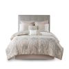 Shawnee Pieced Damask 8-Piece Comforter Set – Blush & Taupe, King