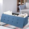 Foldable Storage Ottoman Bench with Divider – Dark Gray
