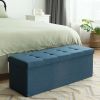 Foldable Storage Ottoman Bench with Divider – Dark Gray