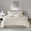 Raina Gold Metallic Geometric Comforter Set – Full/Queen