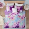 Cassiopeia Watercolor Tie Dye Comforter Set with Faux Fur Pillow – Full/Queen