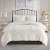 Viola 3-Piece Tufted Cotton Chenille Damask Duvet Cover Set – White, OEKO-TEX