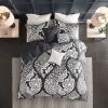 Vienna 6-Piece Cotton Damask Duvet Cover Set – Black & White, OEKO-TEX
