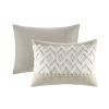 Mila Farmhouse Cotton Duvet Cover Set with Tufted Chevron Chenille – King/Cal King