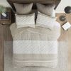 Mila Farmhouse Cotton Duvet Cover Set with Tufted Chevron Chenille – King/Cal King
