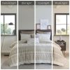 Mila Farmhouse Cotton Duvet Cover Set with Tufted Chevron Chenille – King/Cal King