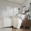 Mila Farmhouse Cotton Duvet Cover Set with Tufted Chevron Chenille – King/Cal King