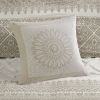 Mila Farmhouse Cotton Duvet Cover Set with Tufted Chevron Chenille – King/Cal King
