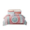 Loretta Medallion Boho Comforter & Sheet Set – Coral & Aqua, Full