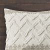Mila Farmhouse Cotton Duvet Cover Set with Tufted Chevron Chenille – King/Cal King