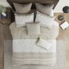 Mila Farmhouse Cotton Duvet Cover Set with Tufted Chevron Chenille – King/Cal King