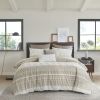 Mila Farmhouse Cotton Duvet Cover Set with Tufted Chevron Chenille – King/Cal King