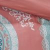 Loretta Medallion Boho Comforter & Sheet Set – Coral & Aqua, Full