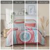 Loretta Medallion Boho Comforter & Sheet Set – Coral & Aqua, Full