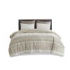 Mila Farmhouse Cotton Duvet Cover Set with Tufted Chevron Chenille – King/Cal King