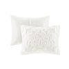 Viola 3-Piece Tufted Cotton Chenille Damask Duvet Cover Set – White, OEKO-TEX
