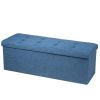 Foldable Storage Ottoman Bench with Divider – Dark Gray