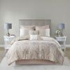 Shawnee Pieced Damask 8-Piece Comforter Set – Blush & Taupe, King