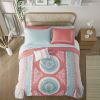 Loretta Medallion Boho Comforter & Sheet Set – Coral & Aqua, Full